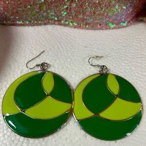 J LOVE Emerald & Lime Geometric Drops - NWT Lead Safe Retro Chic